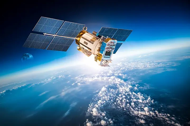 Supplied contextual illustration of a satellite above Earth.