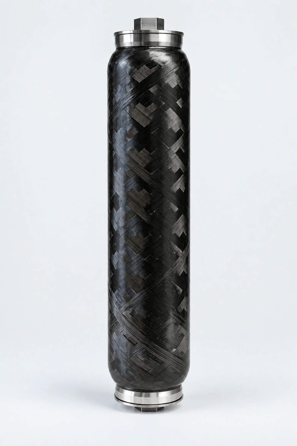 Command AxialForce development hardware with a long carbon-fiber shell and metallic end closures.