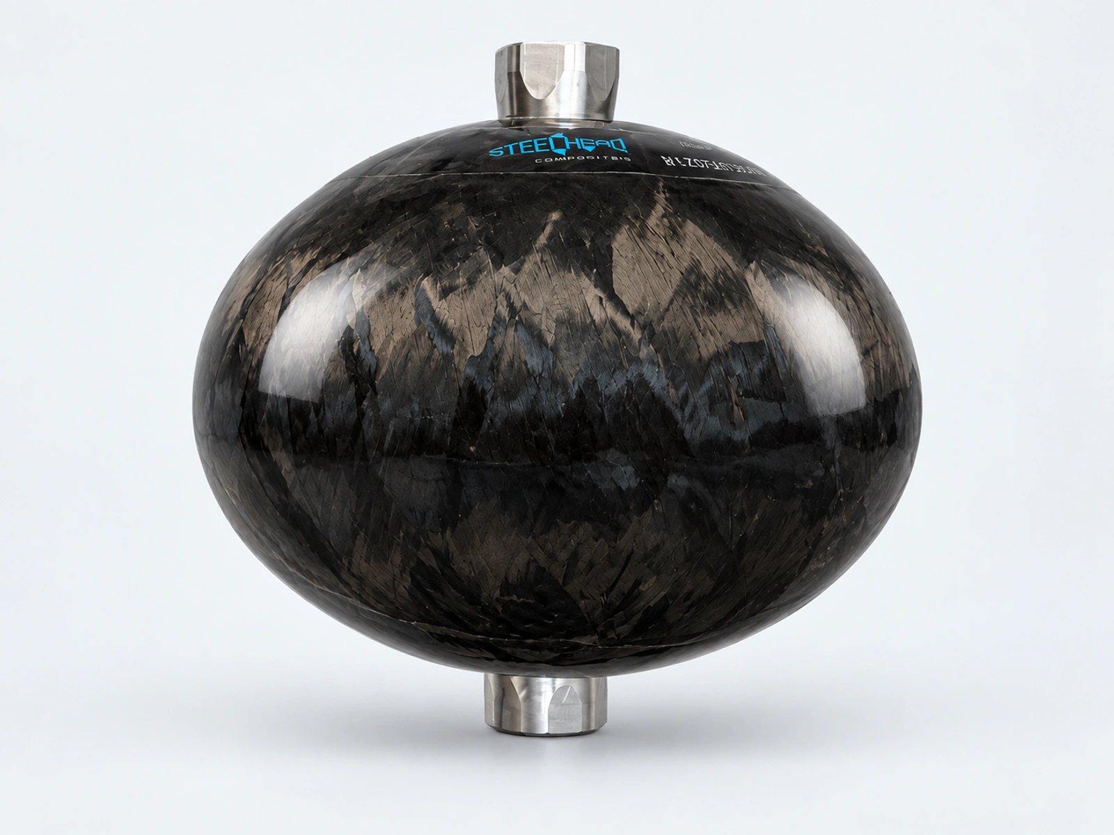 Command MicroForce 1 L composite diaphragm accumulator with opposed metallic ports.