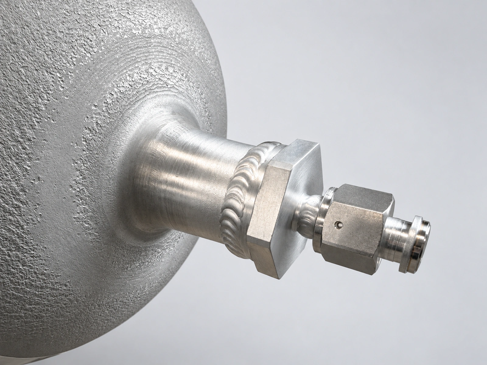 Keep aluminum vessel neck with a bimetallic threaded end-fitting option.