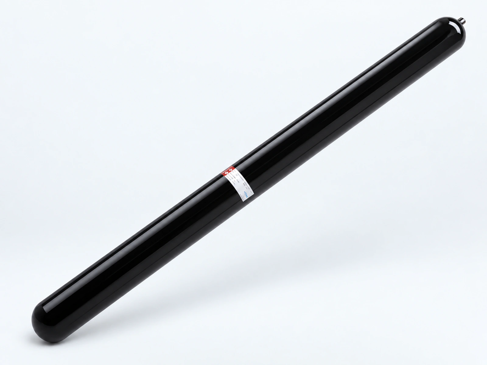 Long black-coated Rampart Type I vessel presented diagonally on a pale studio background.