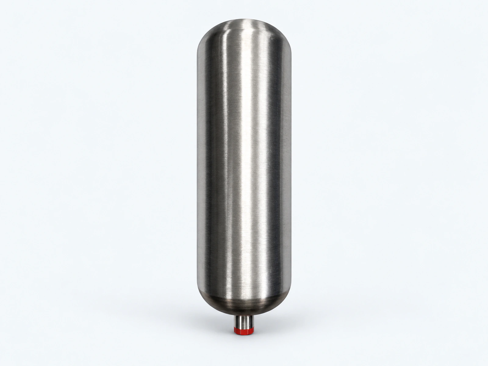 Compact silver Sentry Type I aluminum vessel with a red protective port cap.