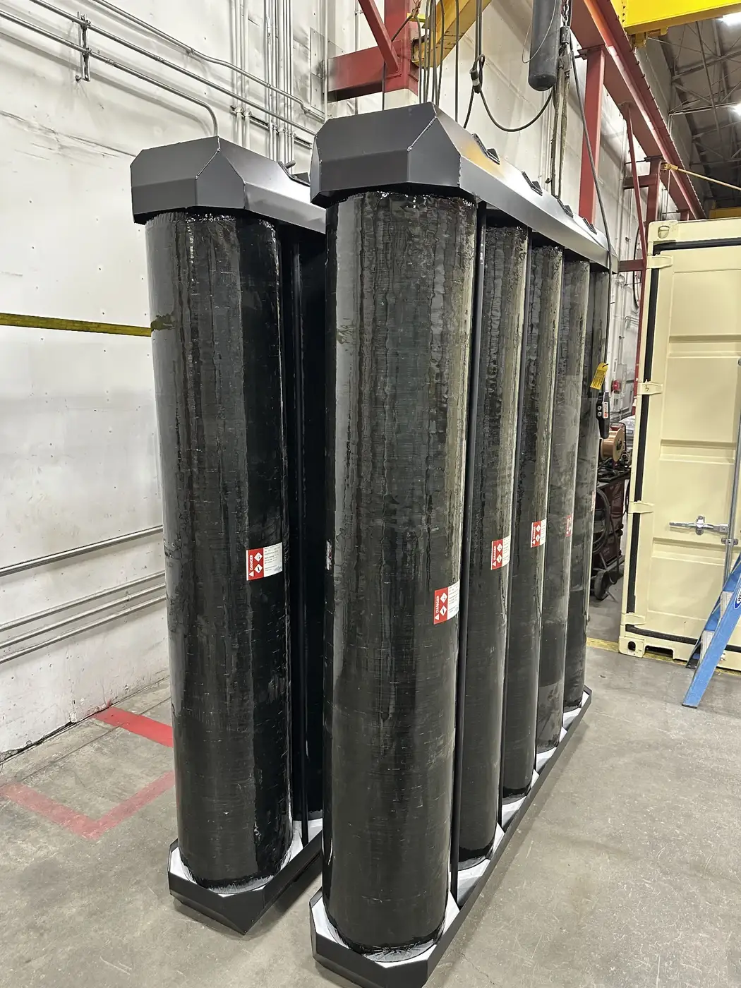 Close view of Steelhead composite pressure vessel module assemblies
