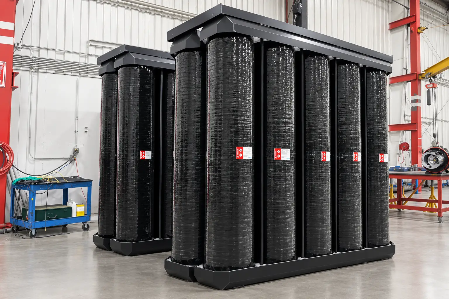 Steelhead large composite pressure vessels assembled into storage modules