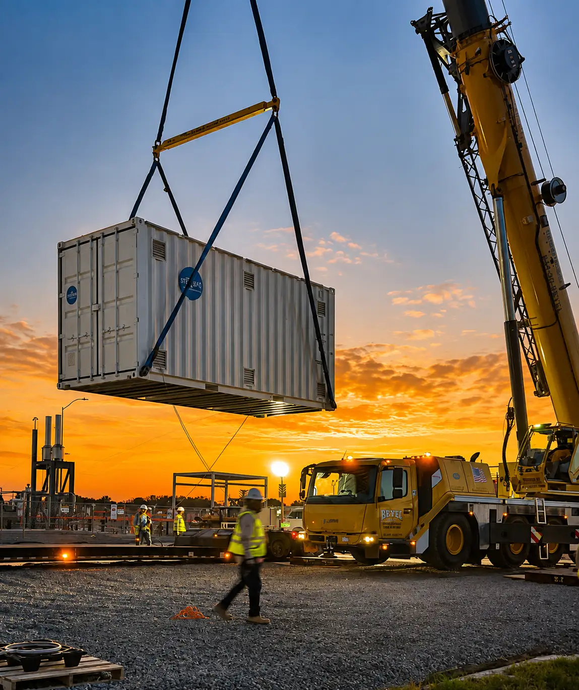 Steelhead HydrogenCube container being installed by crane