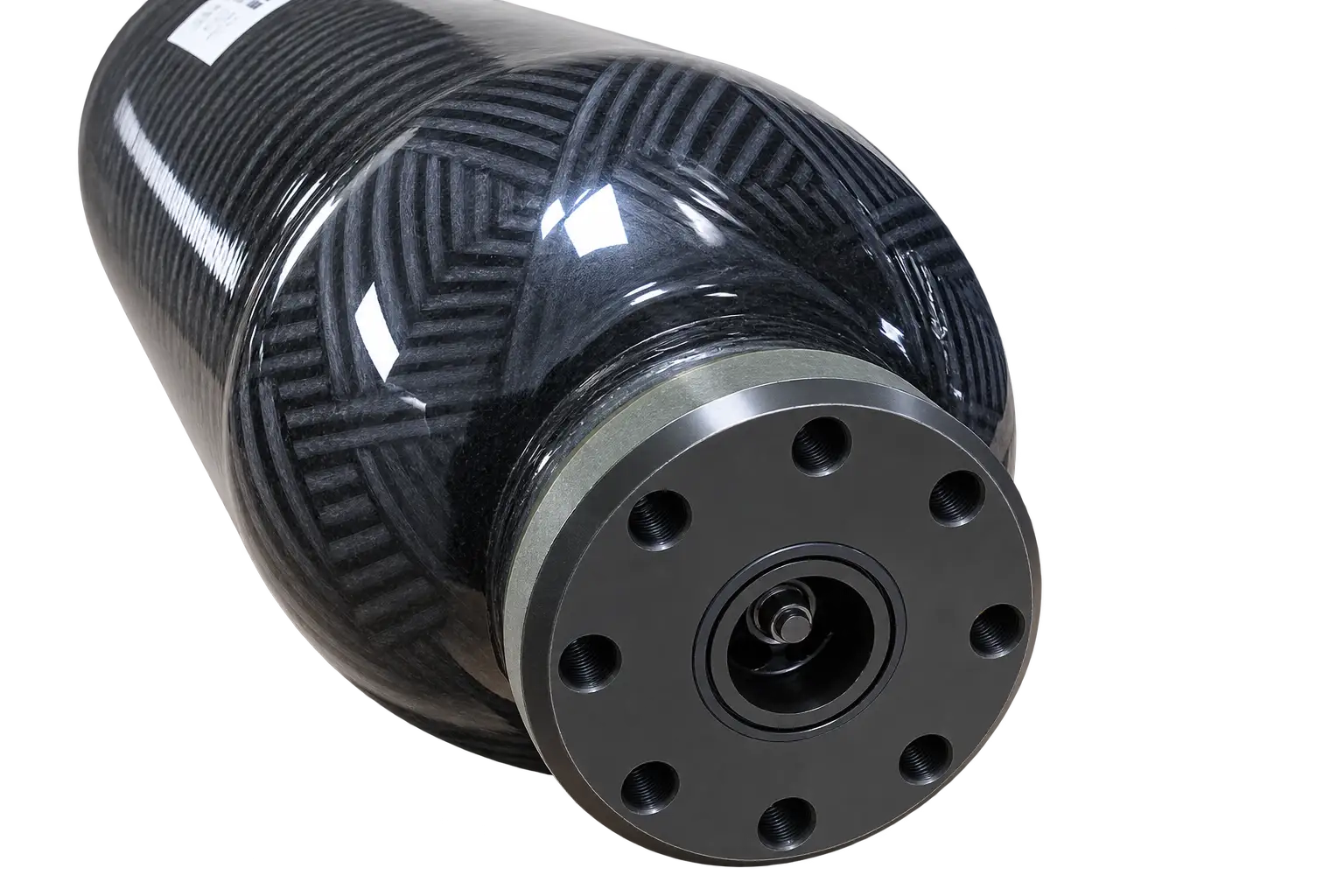 Close-up of PowerMax composite reinforcement surrounding the accumulator neck and machined flange