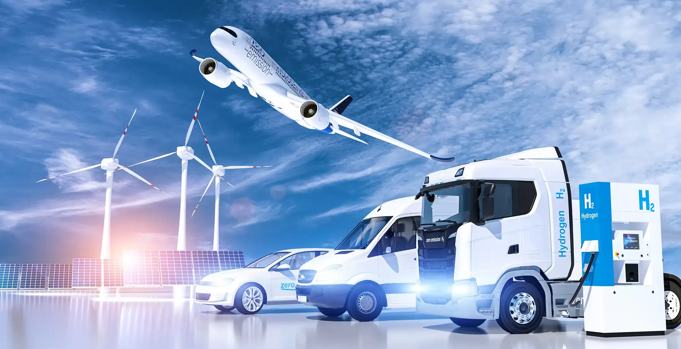 Illustration of future transportation based on hydrogen